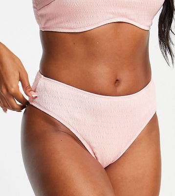 Ivory Rose Fuller Bust mix and match scrunch high waist bikini bottom in blush pink