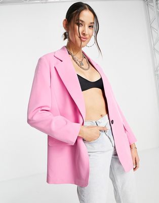 Only oversized blazer in bright pink