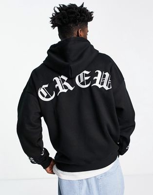 Sixth June gothic embroidered oversized hoodie in black