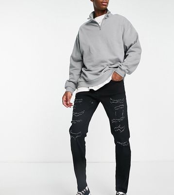 Sixth June distressed relaxed jeans in black wash exclusive to ASOS