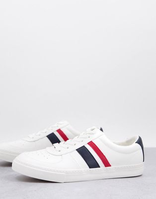 ASOS DESIGN retro sneakers in white with navy and red stripe