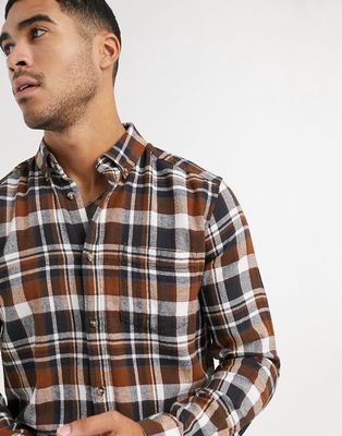 Only & Sons plaid shirt in brown