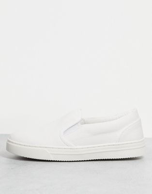 NA-KD slip-on canvas sneakers in white croc