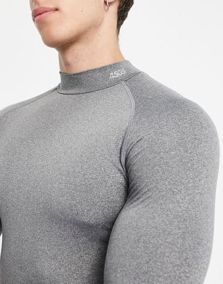 ASOS 4505 icon muscle fit long sleeve base layer with mock neck-Grey