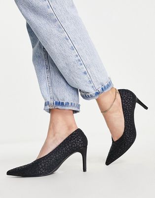 NA-KD pointed V-cut heeled shoes in black