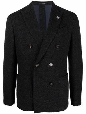 Lardini double-breasted wool blazer - Black