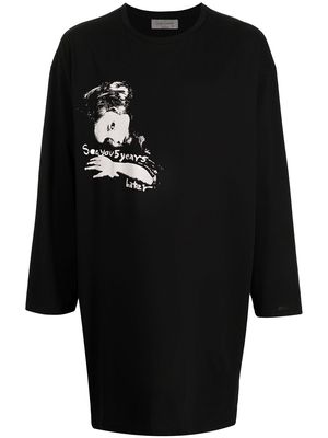 Yohji Yamamoto oversized face print T-shirt - Black