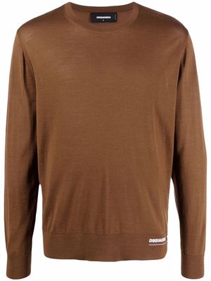 Dsquared2 logo-print wool pullover - Brown