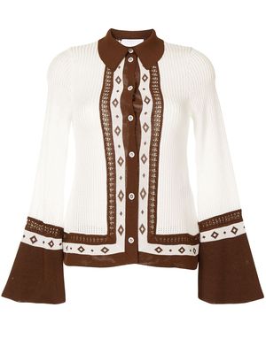 Mame Kurogouchi Ladder-Stitched knitted shirt - White