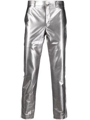 Comme Des Garçons Homme Plus cropped metallic trousers - Silver