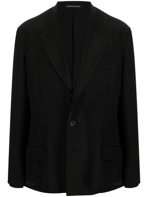 Yohji Yamamoto single-breasted silk blazer - Black