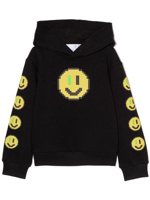 Natasha Zinko Kids Pixel Smiley-print hoodie - Black