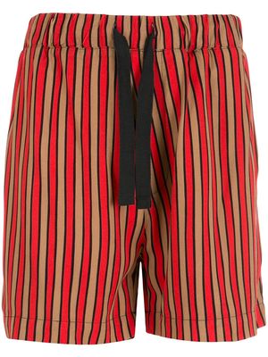 Osklen stripe-print drawstring-waist deck shorts - Red