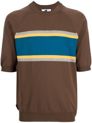 Anglozine stripe detail T-shirt - Brown