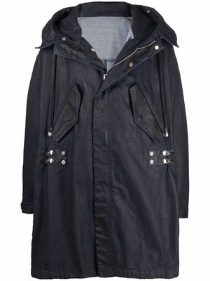 Diesel wax-coated oversized trench coat - Blue