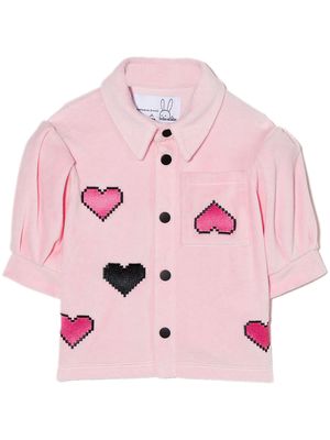 Natasha Zinko Kids heart-motif puff-sleeve blouse - Pink