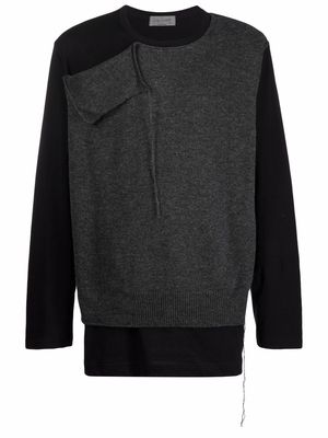 Yohji Yamamoto two-tone knitted jumper - Grey