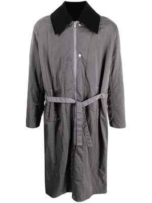 Jil Sander contrast-collar trench coat - Grey
