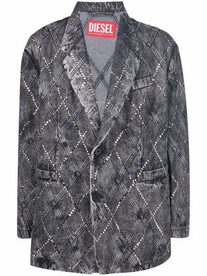 Diesel crystal-embellished single-breasted blazer - Grey