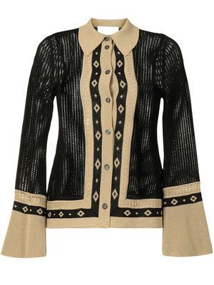 Mame Kurogouchi Ladder-stitched knitted shirt - Black
