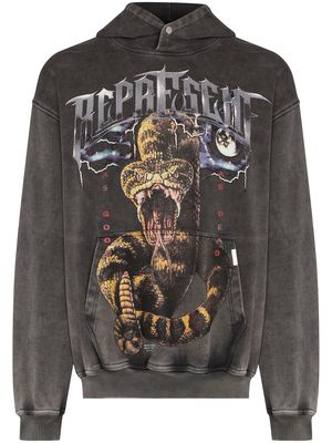 Represent graphic-print cotton hoodie - Grey