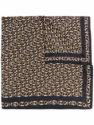 Kenzo logo-print silk scarf - Black