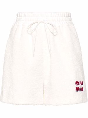 Miu Miu logo-patch terrycloth shorts - Neutrals