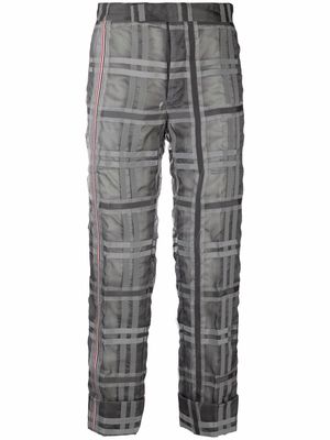 Thom Browne semi-sheer check-pattern cropped suit trousers - Grey
