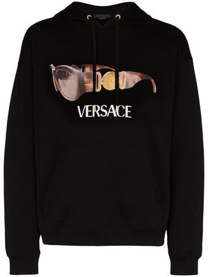 Versace sunglasses logo print hoodie - Black