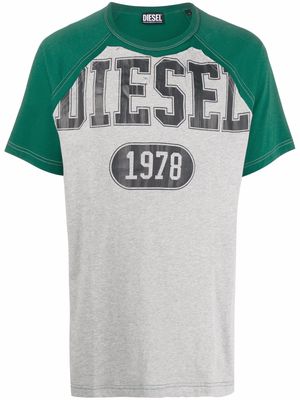 Diesel logo-print colour-block T-shirt - Grey