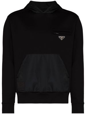 Prada logo-patch hoodie - Black
