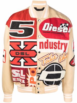 Diesel Motorsport logo-patch bomber jacket - Neutrals