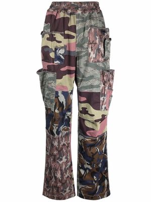 Diesel patchwork camouflage trousers - Green