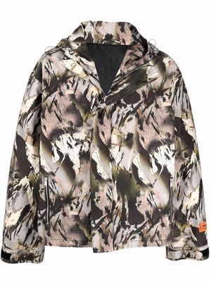 Heron Preston abstract-print hooded jacket - Green