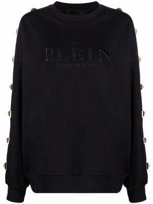 Philipp Plein logo-embroidered studded sweatshirt - Black