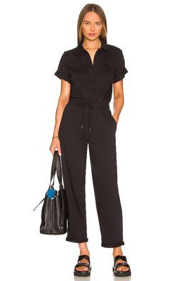 525 Distressed Wash Utility Jumpsuit in Black