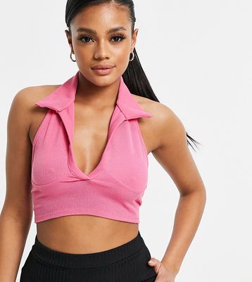 ASYOU rib halter top in pink