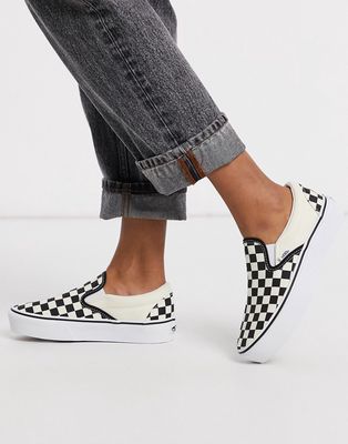 Vans Classic Slip-On Platform sneakers in checkerboard-Black