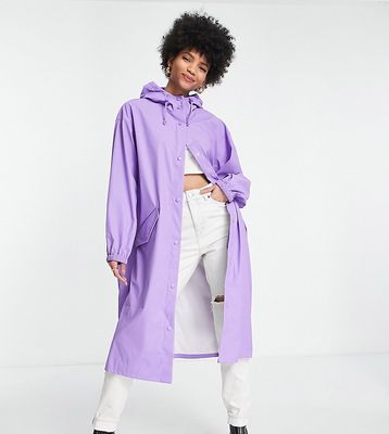 ASOS DESIGN Tall rubberized rain parka coat in purple-Pink