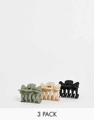 DesignB London pack of 3 tonal hair claws-Multi