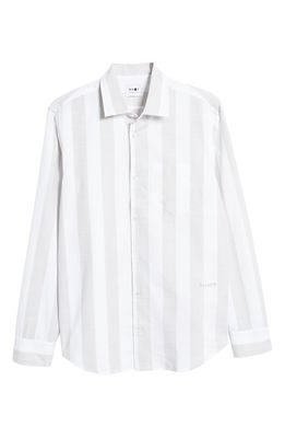 NN07 Errico 5259 Stripe Slub Button-Up Shirt in Grey Stripe