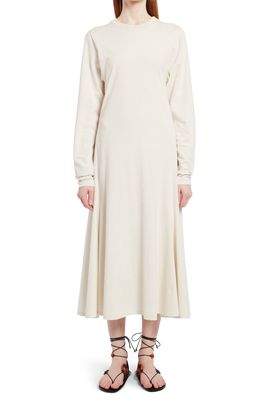 The Row Gentwood Long Sleeve Cotton Jersey Midi Dress in Dove White