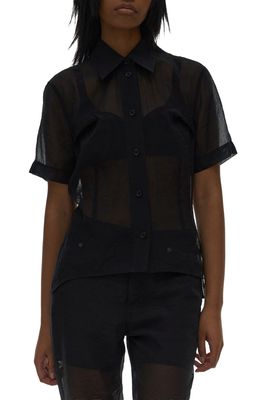 Helmut Lang Sheer Button-Up Shirt in Black