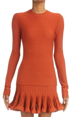 Givenchy Long Sleeve Rib Sweater in 226-Terracotta