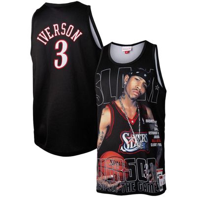 Men's Mitchell & Ness Allen Iverson Black Philadelphia 76ers Slam Player Tank Top