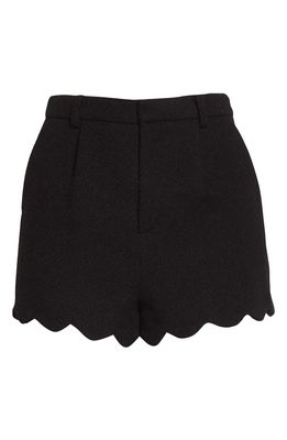 Saint Laurent Scallop Hem Boucle Tweed Shorts in Noir