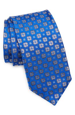 Eton Geometric Silk Tie in Medium Blue