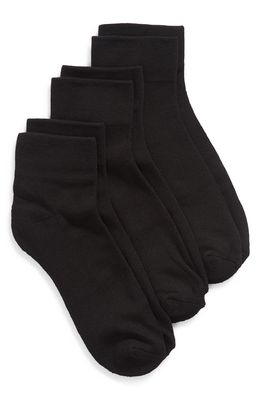 Nordstrom Assorted 3-Pack Pillow Sole Quarter Length Socks in Black