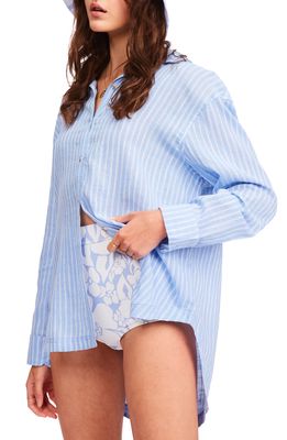 Billabong Good to Go Oversize Cotton Button-Up Shirt in Sweet Blue