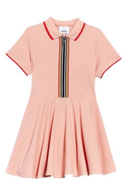 Burberry Kids' Kellyanne Icon Stripe Polo Shirtdress in Light Clay Pink